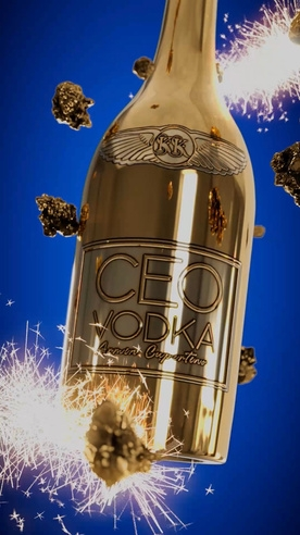 CEO Vodka Gold Bottle Closeup